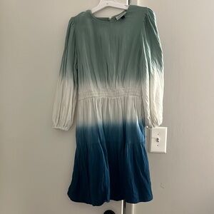 Ombré tie dye dress with waist band and tiered
